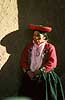 Campesino woman (quechua indian) at Corpus Christi festival in Chinchero in the Andes Mountains.  Cuzco Peru South America  