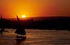 Felucca sailing on the Nile in sunset  Luxor Egypt Africa  landscapes