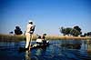 Safari i mokoro. Safari i mokoro, �koturisme Okavango deltaet, Botswana. Mokoro = dugout-canoe ( Scan af KOL3615 )   Okavango delta Botswana Afrika  Turisme, safari