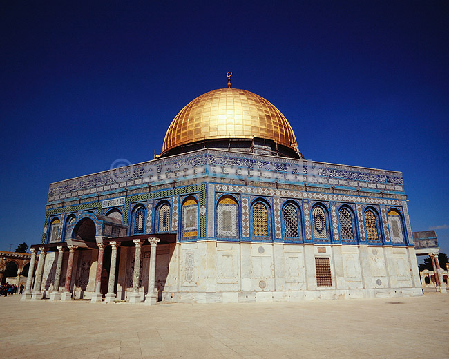 Klippemoskeen. Dome of the Rock - Klippemoskeen ( Scan af KOL5302 ); ; Jerusalem; Israel; Asien; ; Religion, muslimer, muhammedanisme, muhammed
