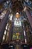 La Sagrada Familia. Interi�r i hovedskibet i Gaudis uf�rdige kirke, Sagrada Familia, i Barcelona  Barcelona Spanien   Temple Expiatori de la Sagrada Familia, Basilica and Expiatory Church of the Holy Family, Antoni Gaudi, UNESCO world heritage