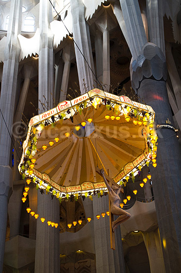 La Sagrada Familia. Interi�r i hovedskibet i Gaudis uf�rdige kirke, Sagrada Familia, i Barcelona; ; Barcelona; Spanien; ; ; Temple Expiatori de la Sagrada Familia, Basilica and Expiatory Church of the Holy Family, Antoni Gaudi, UNESCO world heritage