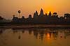 Angkor Wat. Angkor Wat templet ved solopgang i Angkor Archeological Park, World Heritage Site, bygget i 12e �rhundrede af Suryavarman II  Angkor Archeological Park / Siem Reap Cambodia   Angkor Wat, Templer, Khmer riget