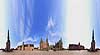 Frederiksborg. 400 graders panorama fra den ydre g�rdsplads p� Frederiksborg Slot.  Hiller�d Danmark  sev�rdigheder slotte, arkitektur, borge, panoramaer