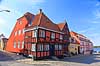 Middelfart. Henner Friisers Hus og andre gamle huse i Gammel Vestergade og Brogade i Middelfart.  Middelfart Danmark   