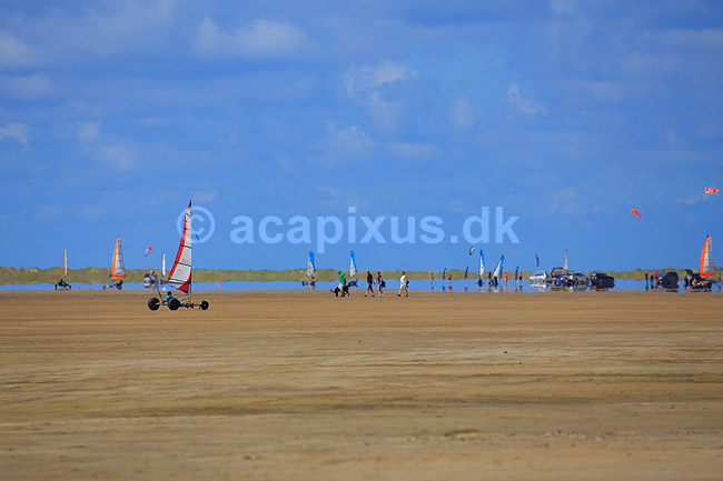 R�m�. Strandsejlere p� S�nderstrand p� R�m� spejler sig i varmeflimmer over vadehavet; ; R�m�; Danmark; ; ; Himmel og hav, spejlinger, sommerferie, ferie, blokarts