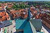 Ribe. Ribe Domkirke (Vor Frue Kirke Maria) p� Torvet i Ribe  Ribe Danmark   hustage, tage
