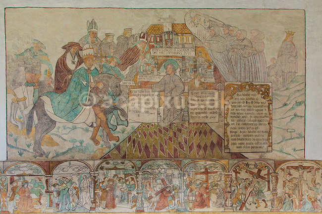 Br�ns Kirke. Kalkmaleri i Br�ns Kirke; ; Br�ns; Danmark; ; Sev�rdigheder; Kirker, kristendom, 