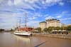 Buenos Aires. Sejlskib fort�jret ved kajen i Buenos Aires. Sarmiento Frigate Ship Museum, Buque Museo Fragata Sarmiento  Buenos Aires Argentina Sydamerika  
