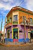 La Boca. Caminito gaden i La Boca i Buenos Aires. Gadens huse er bemalet i farvestr�lende farver  Buenos Aires Argentina Sydamerika  