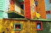 La Boca. Caminito gaden i La Boca i Buenos Aires. Gadens huse er bemalet i farvestr�lende farver  Buenos Aires Argentina Sydamerika  