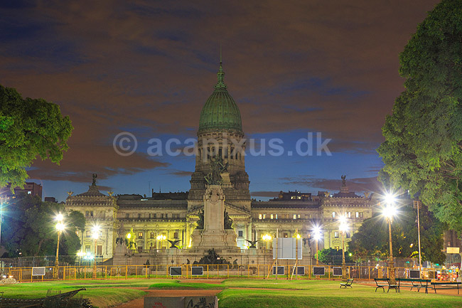 Congreso de la Naci�n Argentina. Argentinas Parlamentsbygning ved solnedgang; ; Buenos Aires; Argentina; Sydamerika; ; 