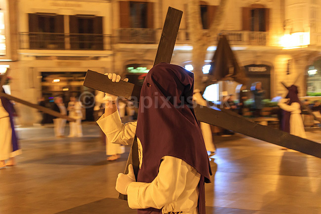 P�skeprocession i Palma de Mallorca. P�ske procession p� Passeig del Born i Palma de Mallorca under La Semana Santas (den hellige uge); ; Palma de Mallorca; Spanien; ; Sev�rdigheder; Kristendom, katolsk, religion, p�sken
