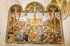 Maleriet Korsf�stelsen af Giovanni Donato da Montorfano. Maleri af Jesus korsf�stelse af maleren Giovanni Donato da Montorfano i 1495. P� v�gen overfor Leonardo da Vinci meterv�rket Den Sidste Nadver i Santa Maria delle Grazie klosteret  Santa Maria delle Grazie i Milano / Milano Italien  Sev�rdigheder Leonardos Last Supper Museum, Kirke, kirker, kristendom, religion, katolisme