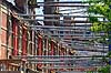 B�rsen. Murv�rk fra ruinen af den nedbr�ndte B�rsbygning med st�ttestivere p� Slotsholmen i K�benhavn  K�benhavn Danmark   Ildebrand, brand, genopbygning