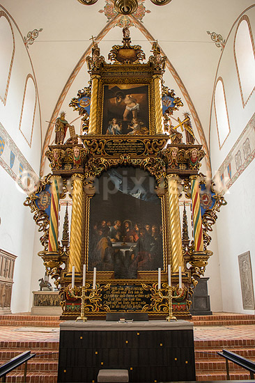 Sor� Klosterkirke. Alteret i Sor� Klosterkirke - bygget som en gravkirke for Hvidesl�gten; ; Sor�; Danmark; ; ; Kirker, kristendom, Absalon