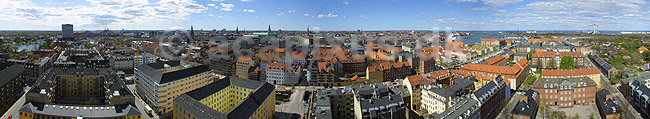 Panorama af K�benhavn City set fra Vor Frelser Kirke. Crop af KOL8870.; ; Vor Frelser Kirke / K�benhavn; Danmark; Europa; ; sev�rdigheder