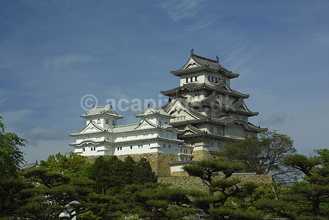 Himeji-jo. Himeji-jo f�stningen i Himeji. Bygget af Toyotomi Hideyoshi i 1580; ; Himeji-jo / Himeji; Japan; Asien; ; borge